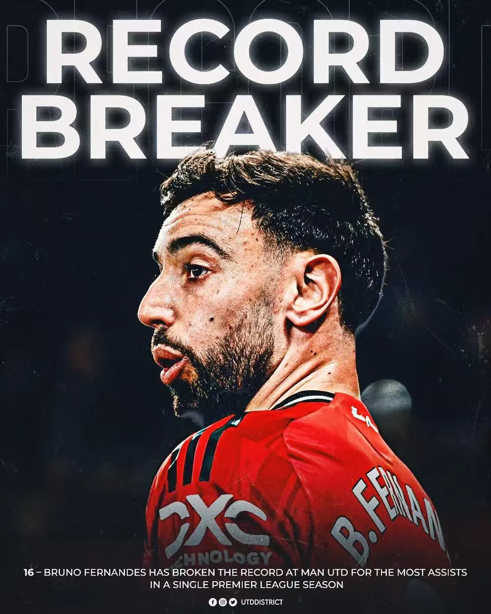 一号娱乐-16次助攻！B费创曼联队史单赛季助攻纪录